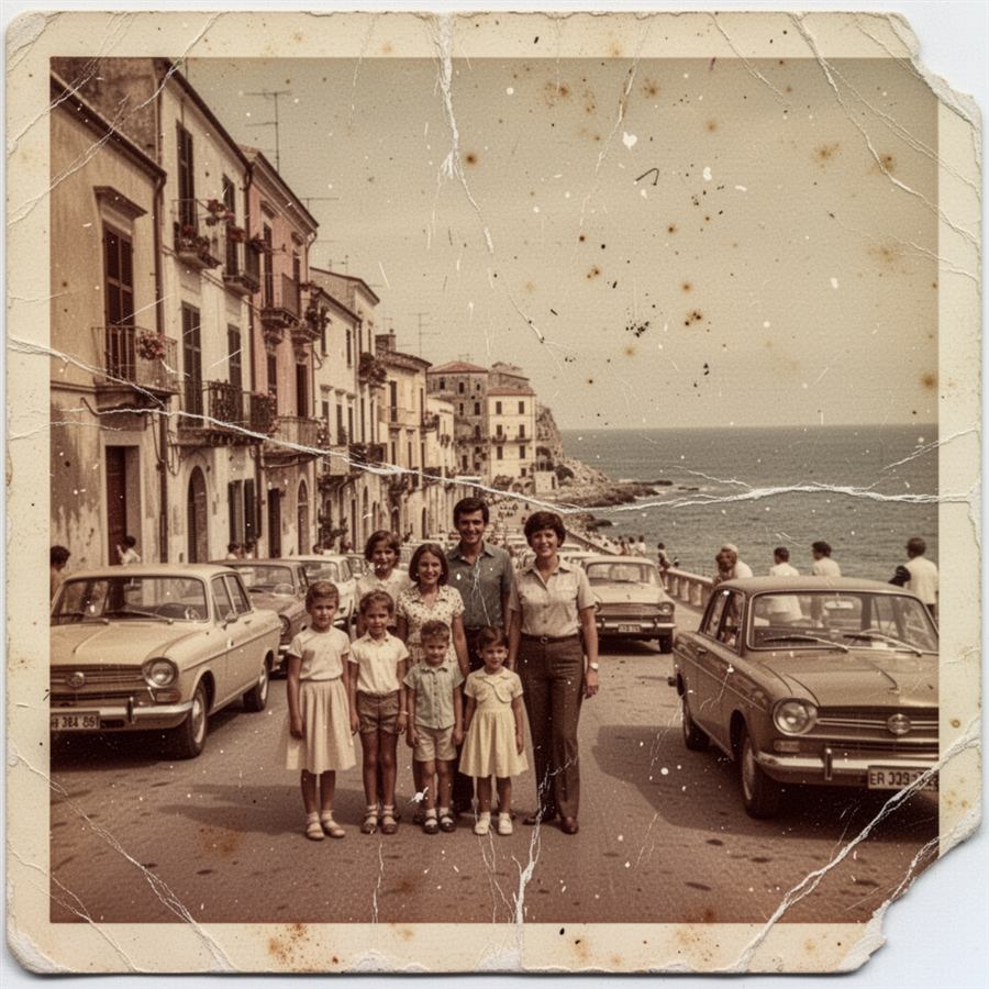 Old damaged photo before AI restoration